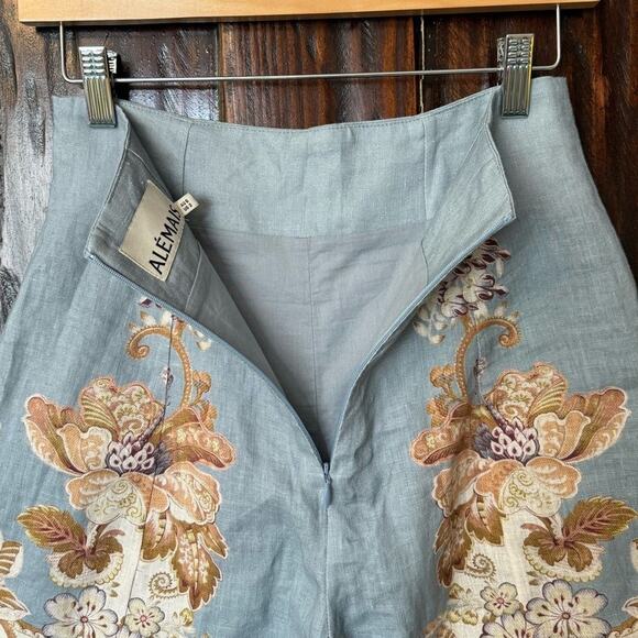 ALEMAIS Blythe Floral Linen Shorts NEW Resortwear High Waisted size 2 - Picture 4 of 5